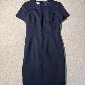 Vtg Austin Reed Dress Women’s Size 4 Navy Blue Wool Sheath Classic Short Sleeve